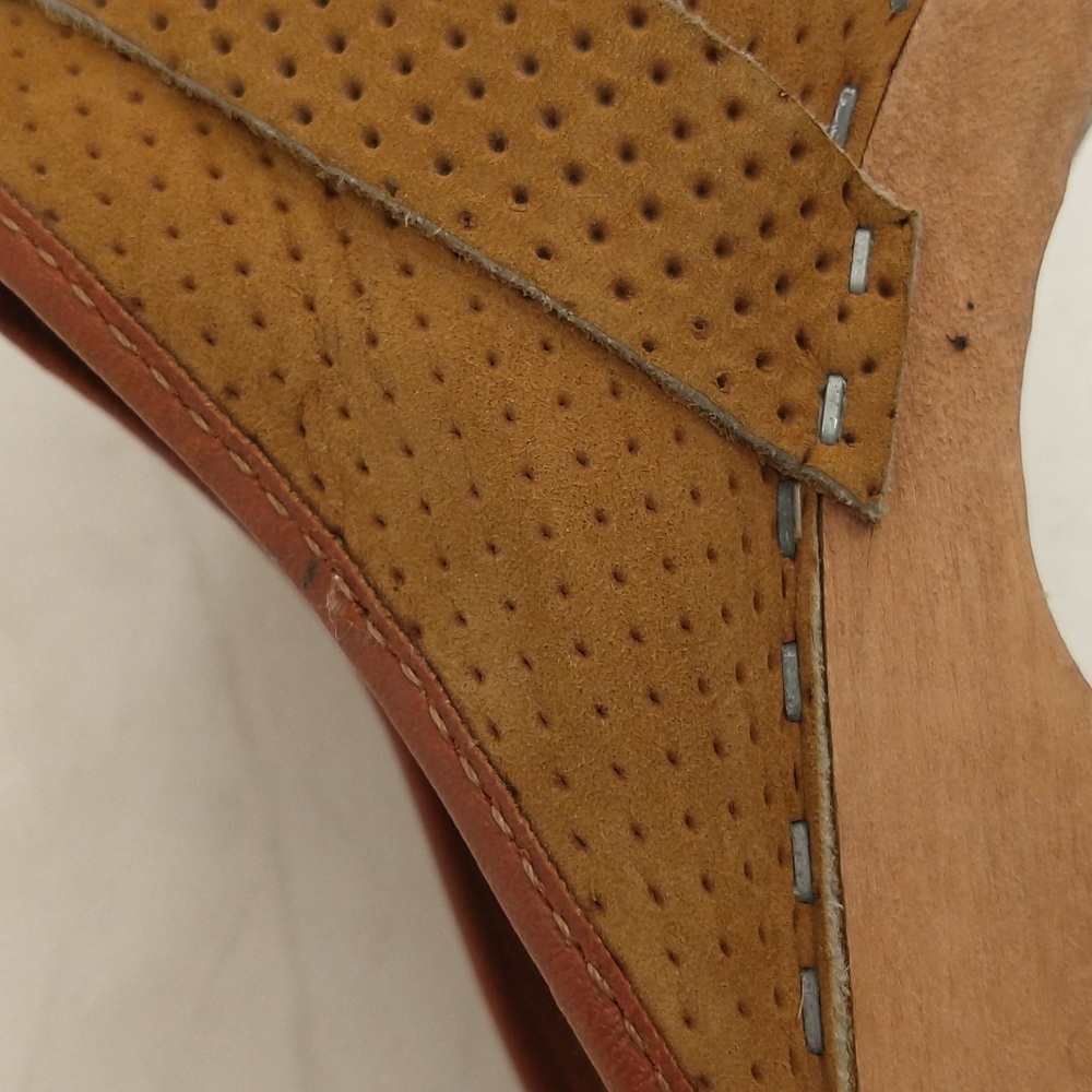 Vintage Swedish Leather & Wood Clogs Olaf Daughter Sweden Carmel Color 80s - Picture 10 of 11